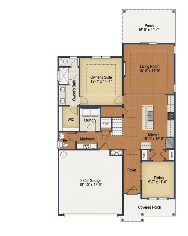 First Floor w/ Opt Trey Ceilings in Foyer & Kitchen