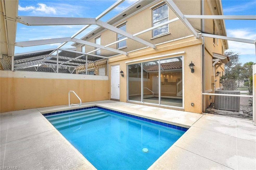 View of pool featuring a patio, central AC, and gl