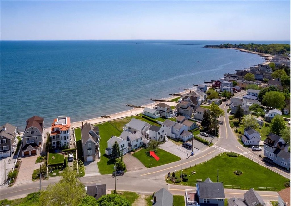 Aerial View of waterfront home.