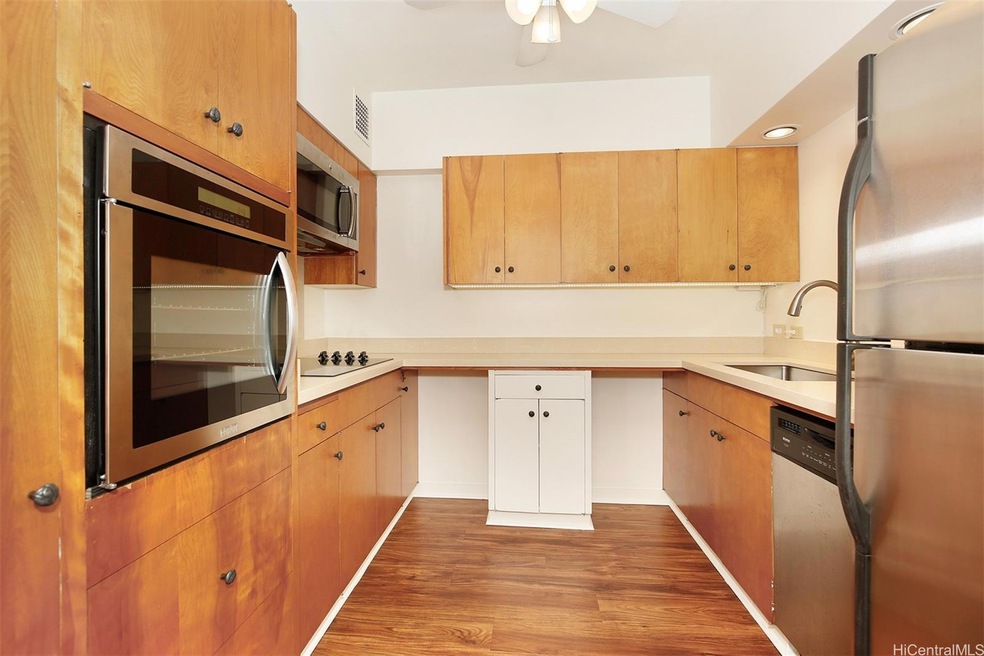 Kitchen with built in cabinets and new countertops