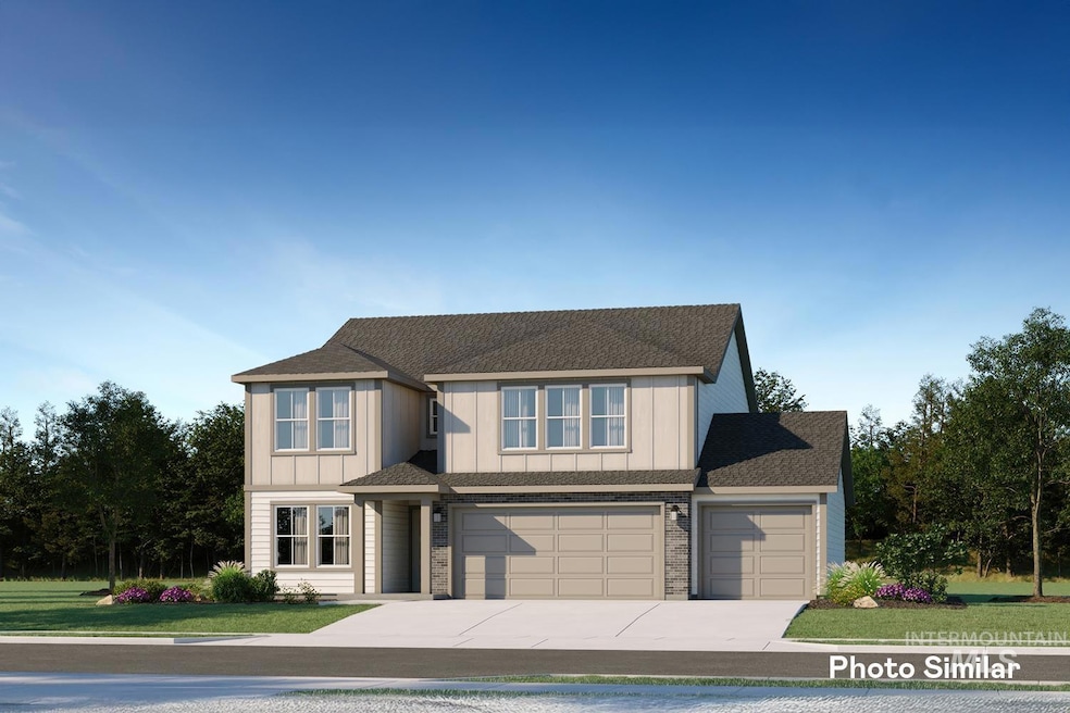 Craftsman inspired home featuring roof with shingles, driveway, and a front yard