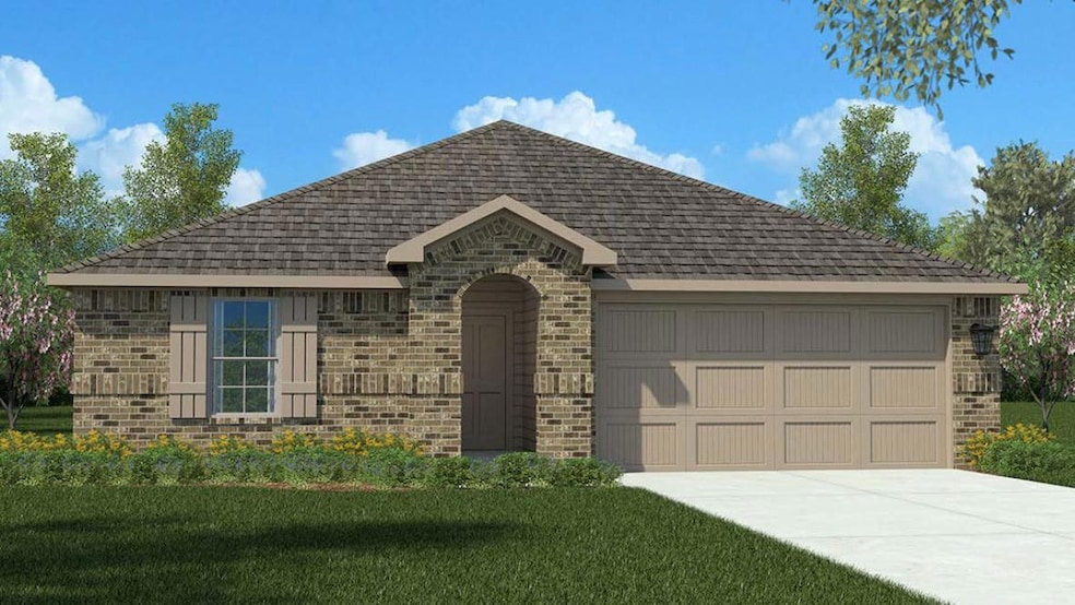Front Elevation - D.R. Horton's Justin Floorplan -