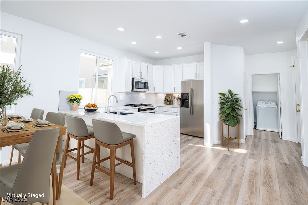 Kitchen with genuine granite waterfall edge counte