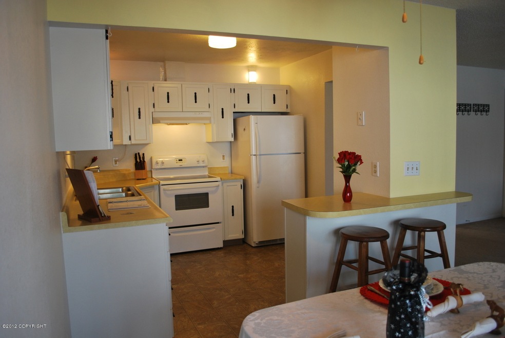Kitchen has lots of light