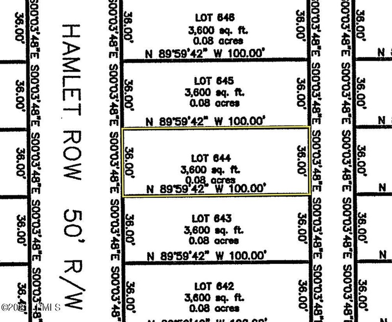 Lot 644 - 7 Hamlet Row - Plat