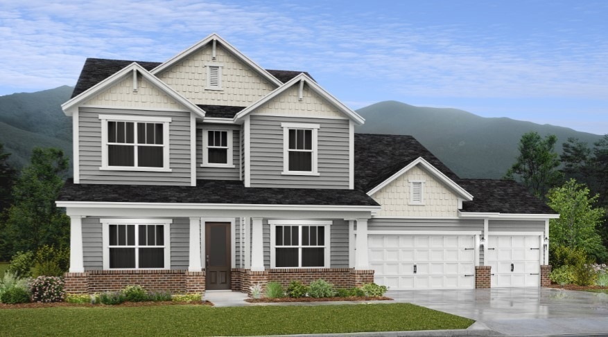 Artist's rendering of the front architectural style of the Alpine B actual exterior colors and materials will vary on this home, give me a call to see the actual finishes.