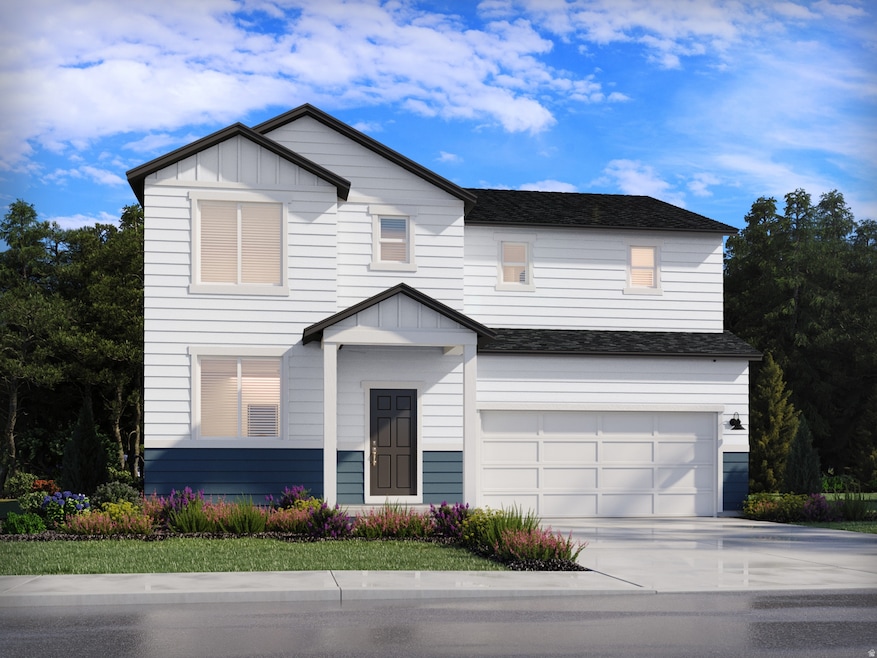 View of front facade with driveway, a garage, board and batten siding, and a shingled roof