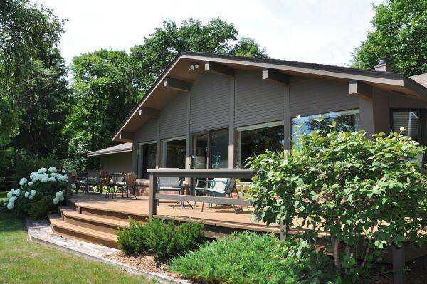 Wrap around redwood deck
