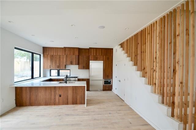 walnut palate in units 1,3,5. wood along staircase