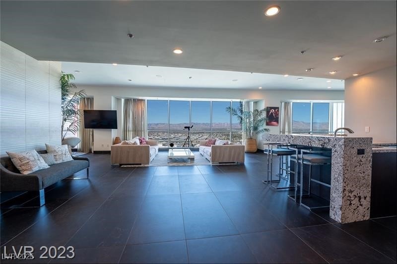 Living area with recessed lighting