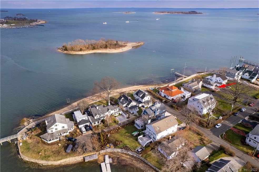 Aerial shot of Harbor View Ave. facing Long Island