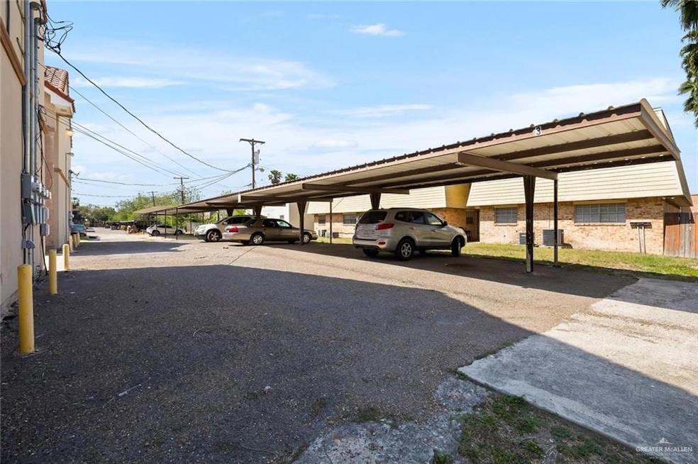 View of covered parking lot