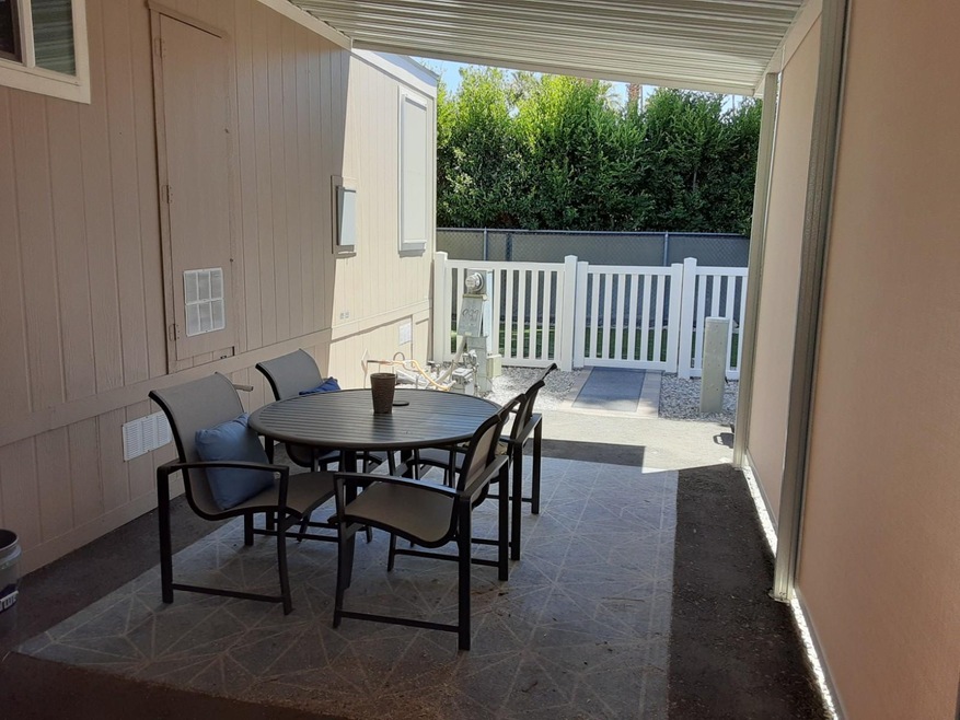 Shaded outdoor eating area