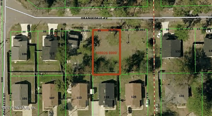 Aerial View of Orangedale Ave Lot.