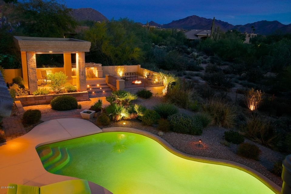 Backyard Ramada Firepit Pool & Mountains