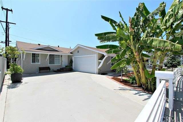 Front yard with garage attached