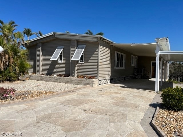 Front of home carport