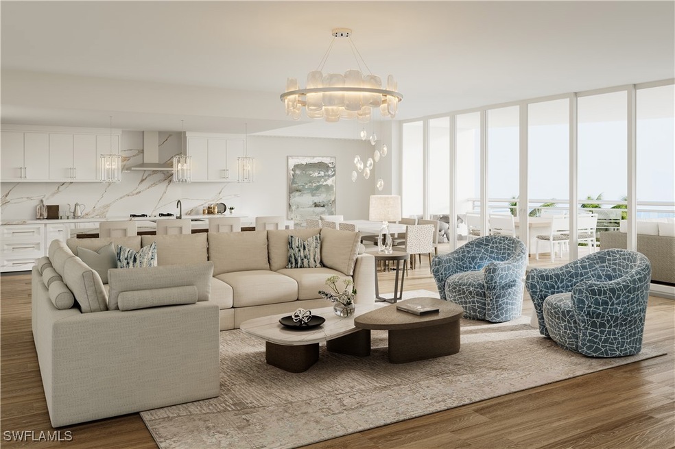 Living room with light hardwood / wood-style floor