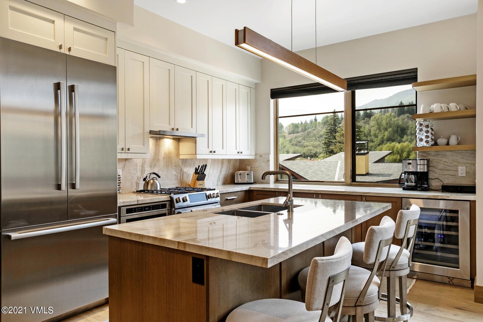 Kitchen and ski slopes view
