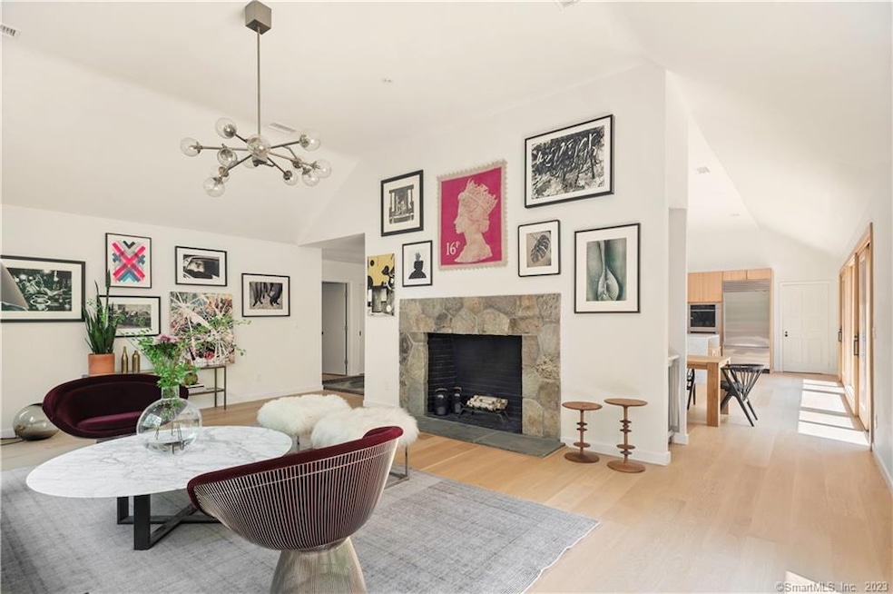 Living Room with Stone Fireplace