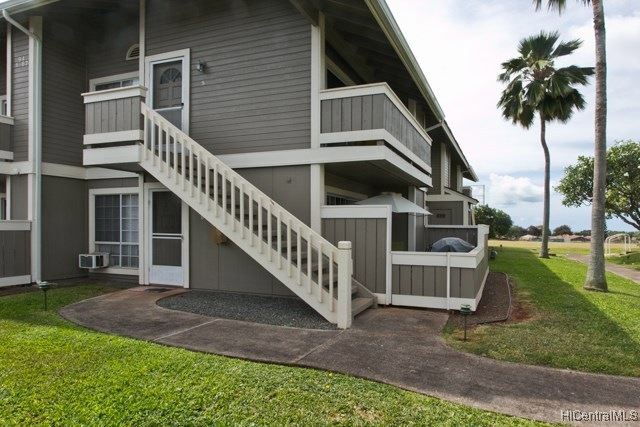 This building is located next to the park, with a