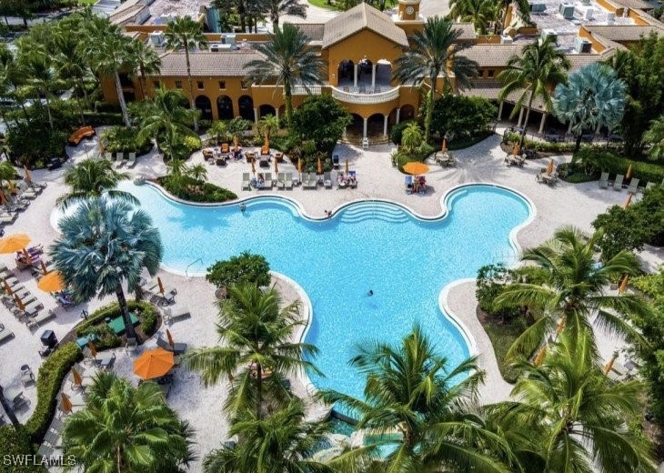 View of swimming pool with a patio