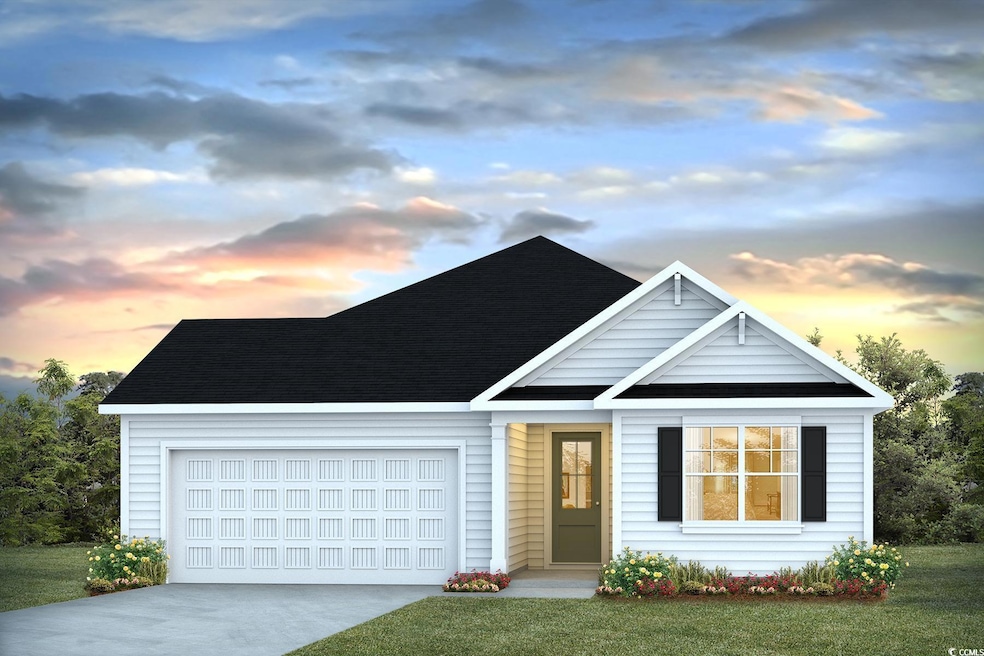 View of front of house featuring a garage, concrete driveway, and roof with shingles