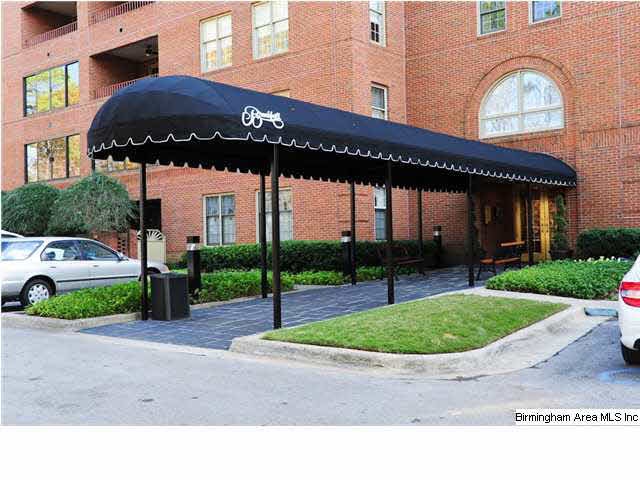 Covered walkway from parking lot to building