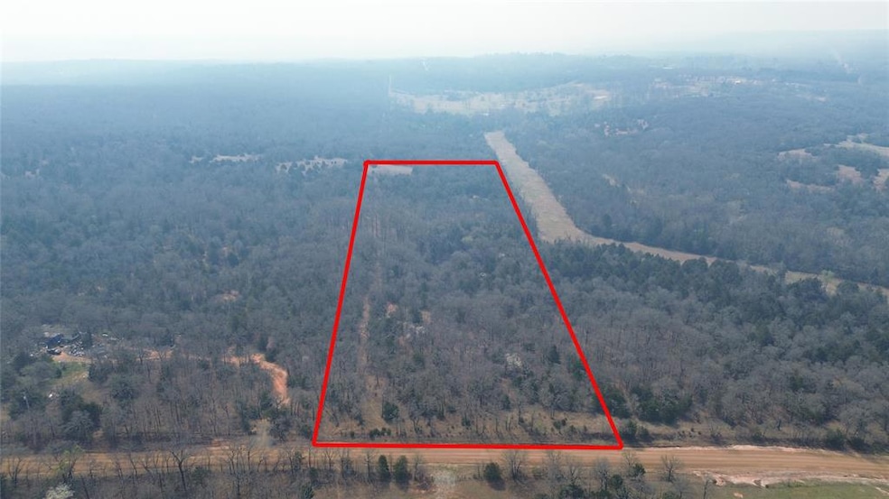 Drone / aerial view featuring a wooded view