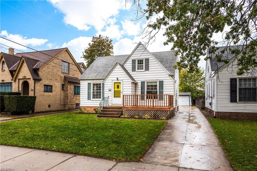 Nice location and pretty curb appeal! 3 bedrooms, 1 1/2 baths, South of Lorain Avenue, good house setback from the road.  The front porch/deck was just stained last month. Low maintenance exterior, a long driveway with a boat load of space for cars t