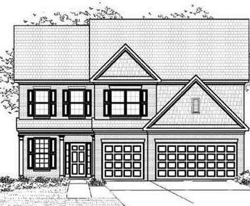 Exterior Front. black and white rendering of plan/