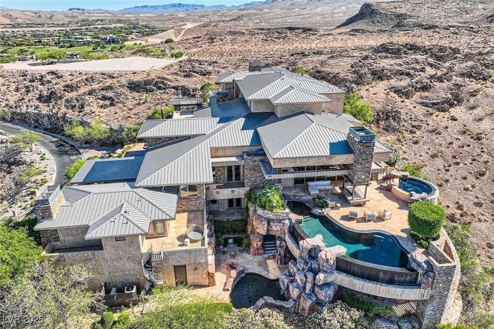 Aerial view featuring a mountain view