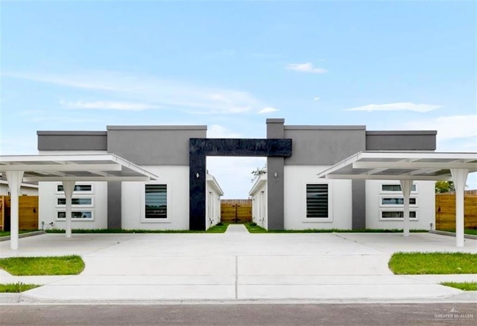 Contemporary home with stucco siding