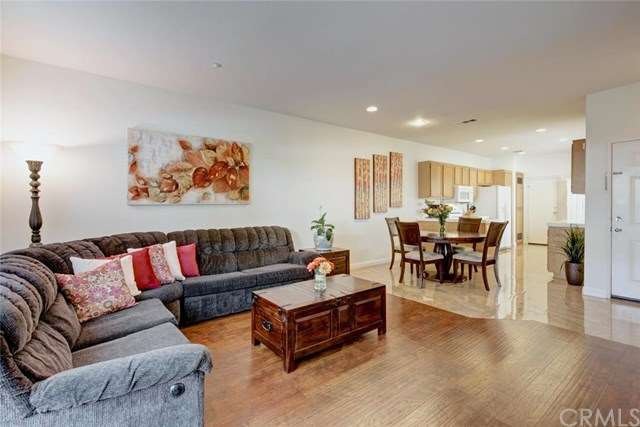 Kitchen, dining and family room flow together in t