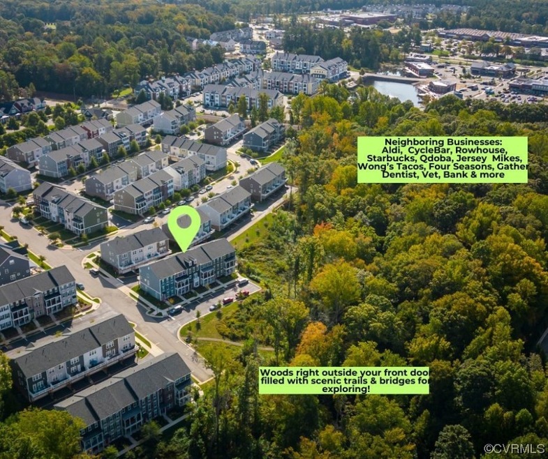 View of birds eye view of property & businesses