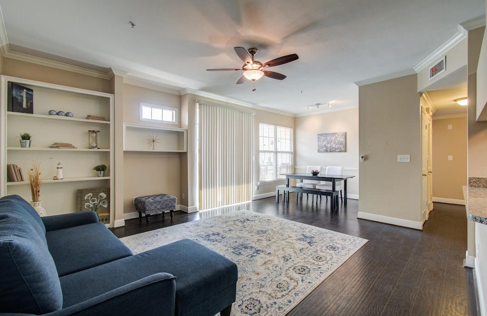 View of living room from front door highlighting a