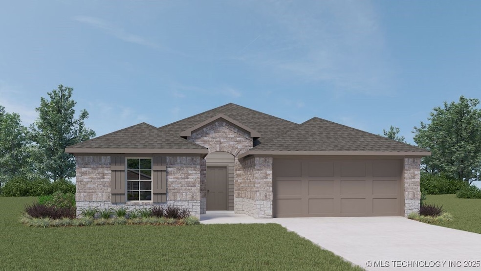 View of front of property with stone siding, drive