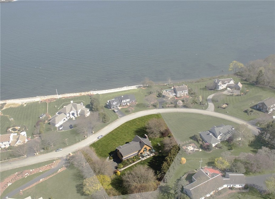 Aerial view with the Sakonnet River in the backgro