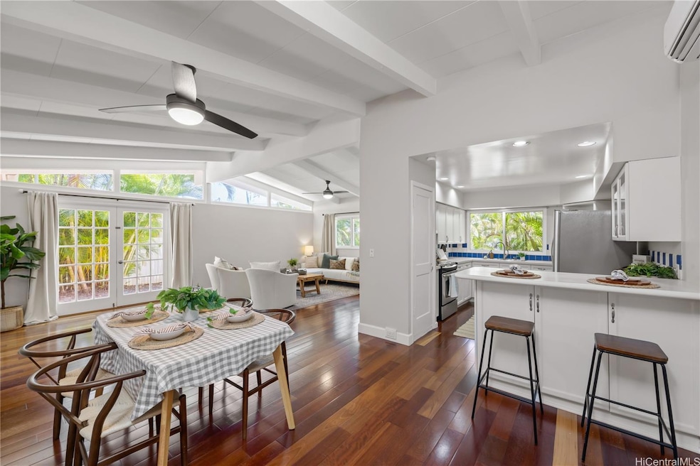 Open-beam ceilings and natural light create a sens