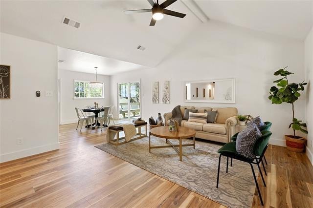 Bright, open family room with Cathedral ceilings