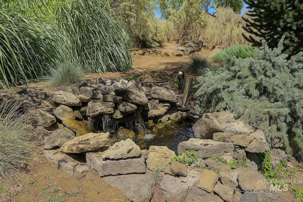 Exterior view of a garden pond