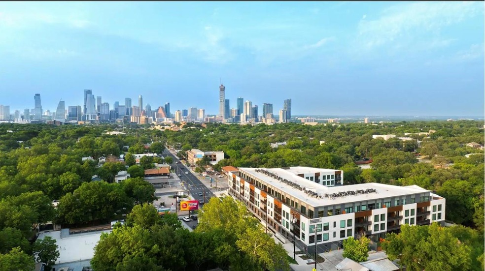 Drone / aerial view of city skyline