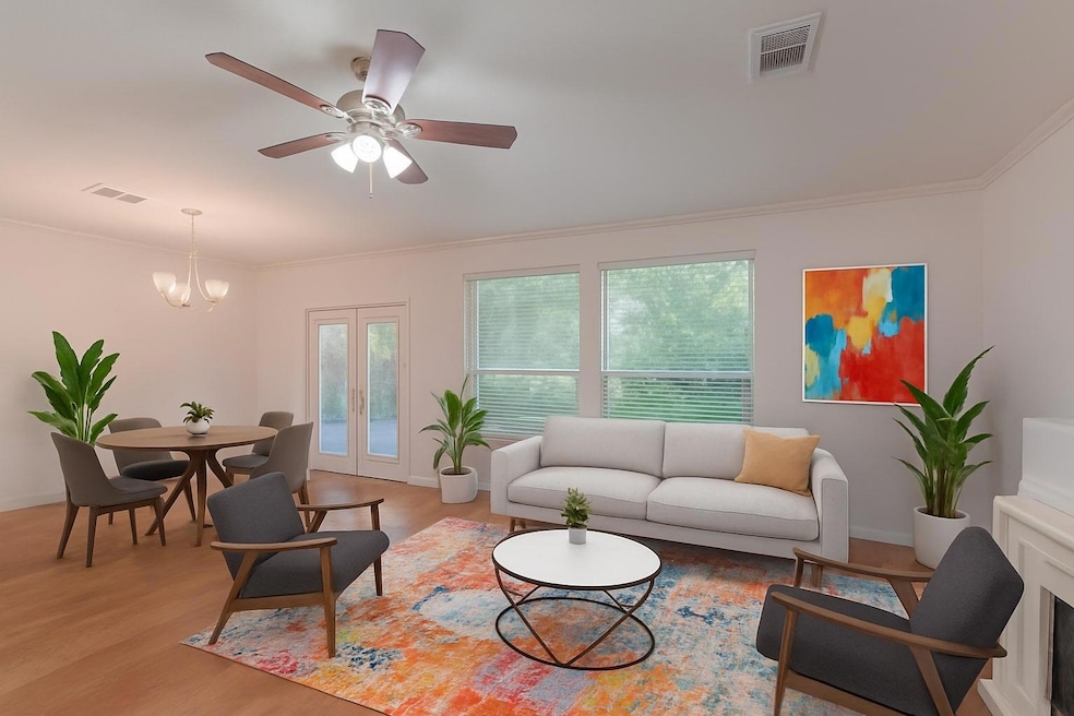 Living room featuring light wood finished floors,
