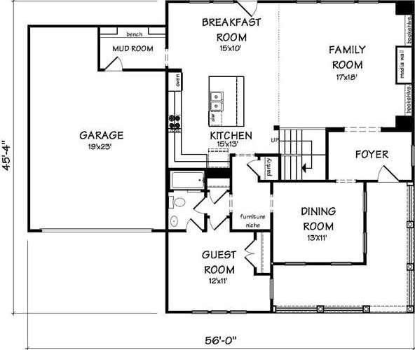 1st Floor Plan. Main level guest room with rocking