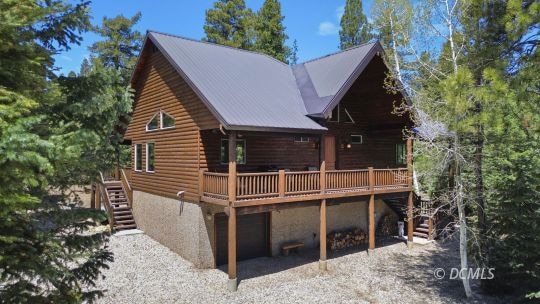 Front of Cabin with Large Covered Deck
