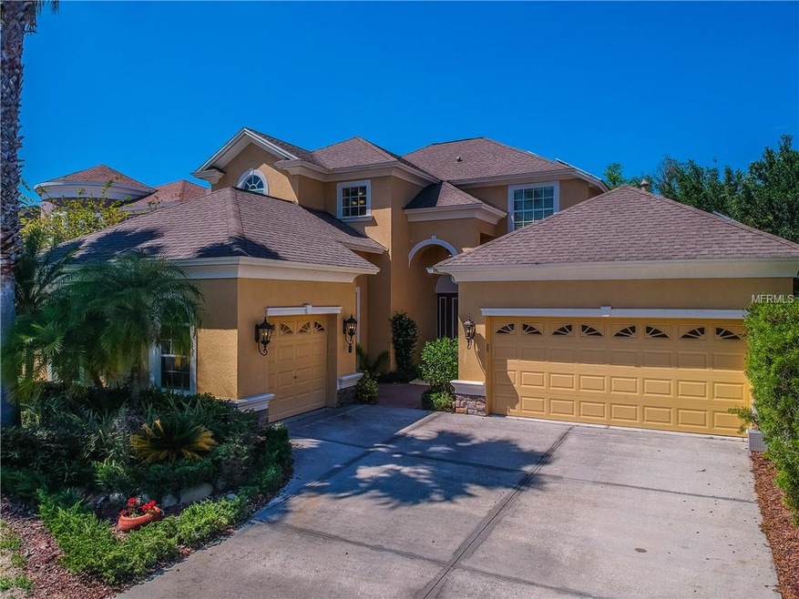 Lovely home has three car garage and lovely archit