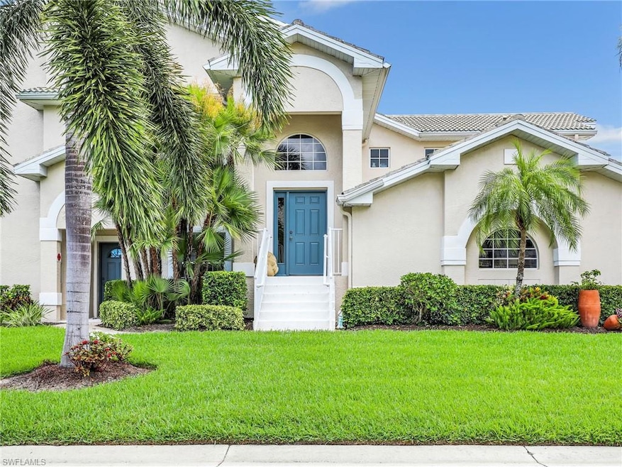 Property entrance with a lawn