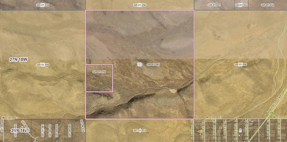Aerial map of property and surrounding area with p