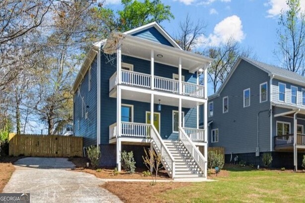 Front of home & those super double porches