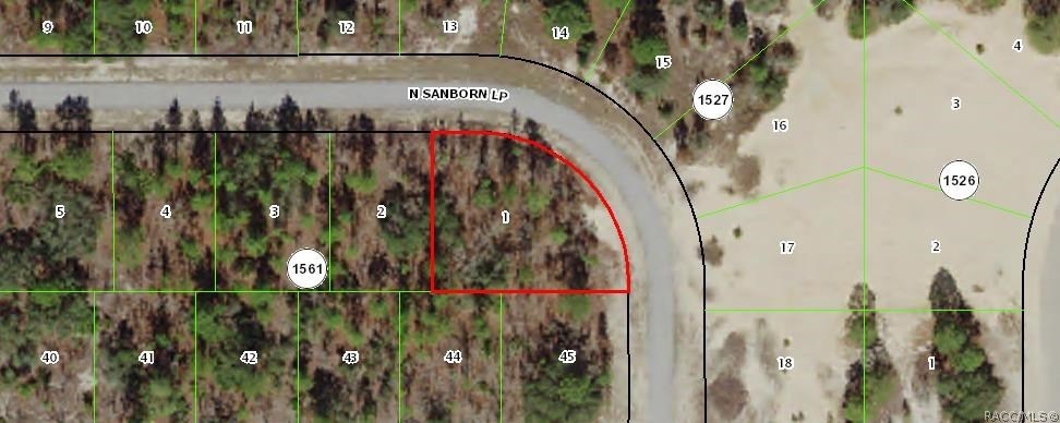 Subject property outlined in red